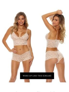 Pure Romance Bralette & Cheeky Set Lace Cream Lingerie Large
